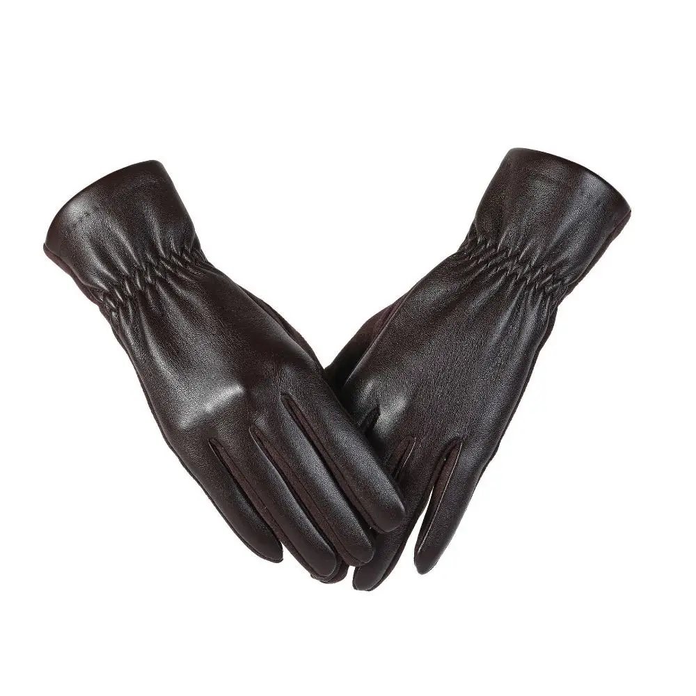 1pair New PU Leather Touchscreen Gloves Fleece Lined Touchscreen Winter Gloves Thickened Windproof Cycling Gloves Outdoor