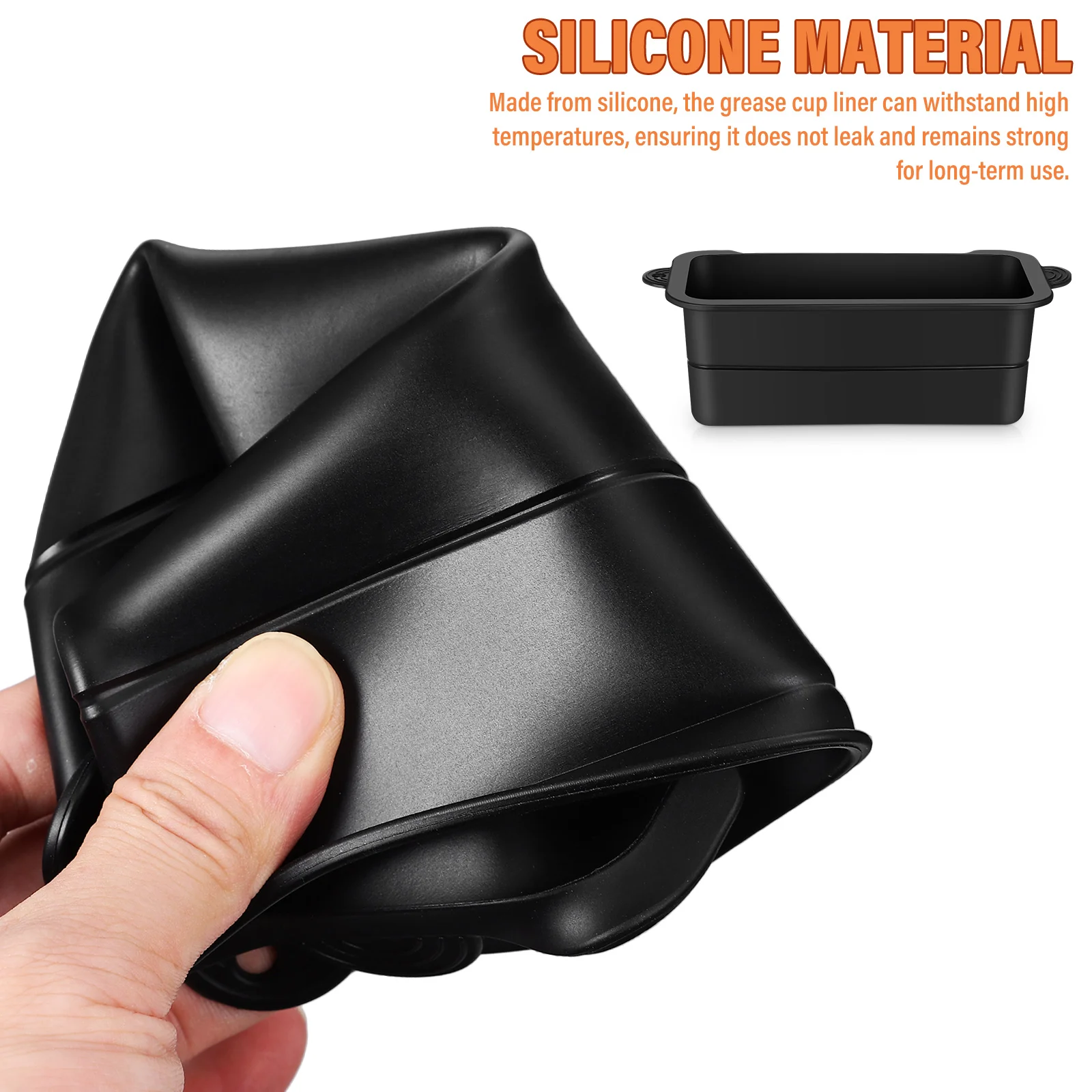 

2 pcs Silicone Liners Reusable Catcher Cup Liner Camping Catcher Grill Grease Tray Drip Pan Accessory Reusable Silicone Liner