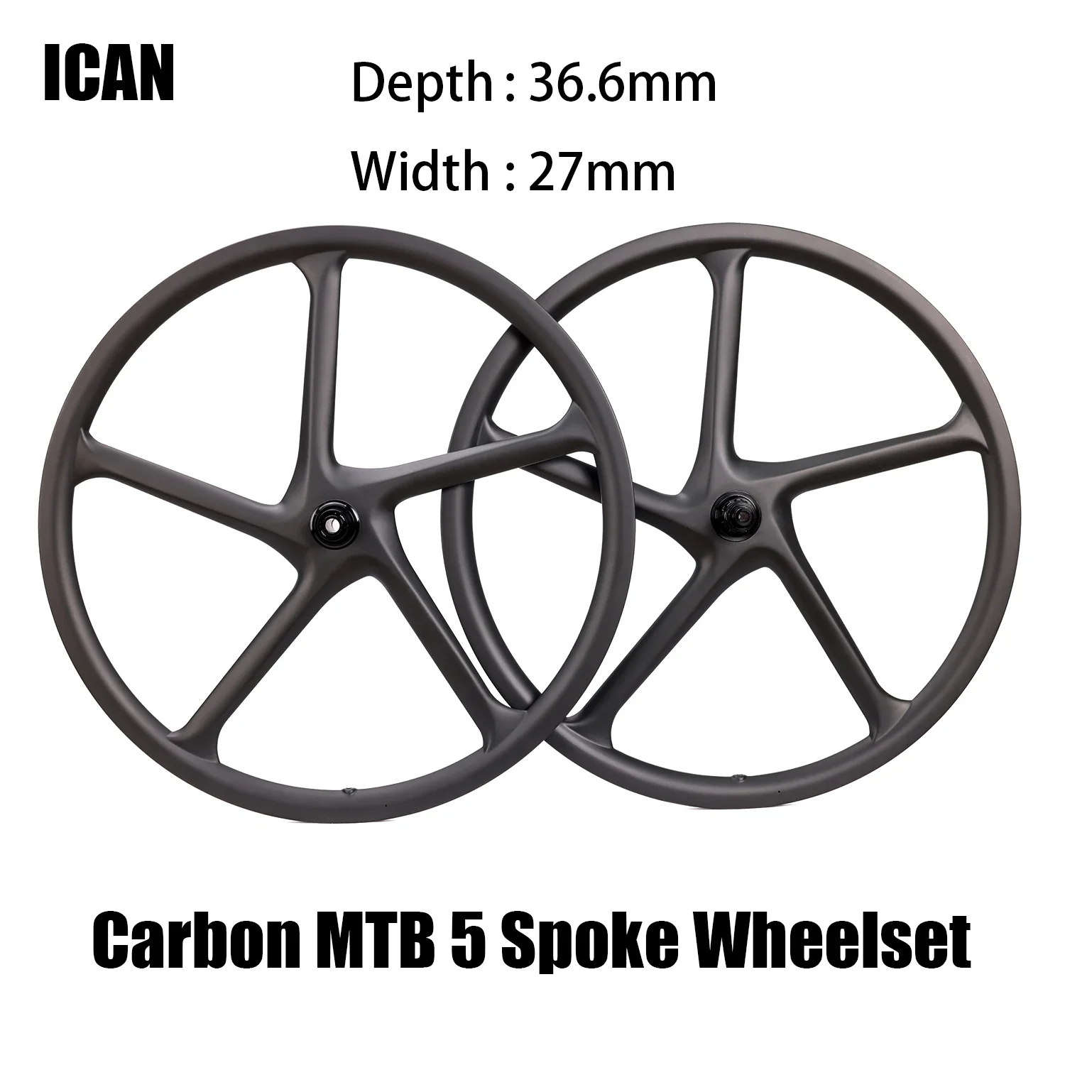 

ICAN High Quality 100% Carbon Fiber Toray T700 29ER MTB 5 Spoke Wheelset For Mountain XC Bike Wheel Add DT350 Freehub Sram XD