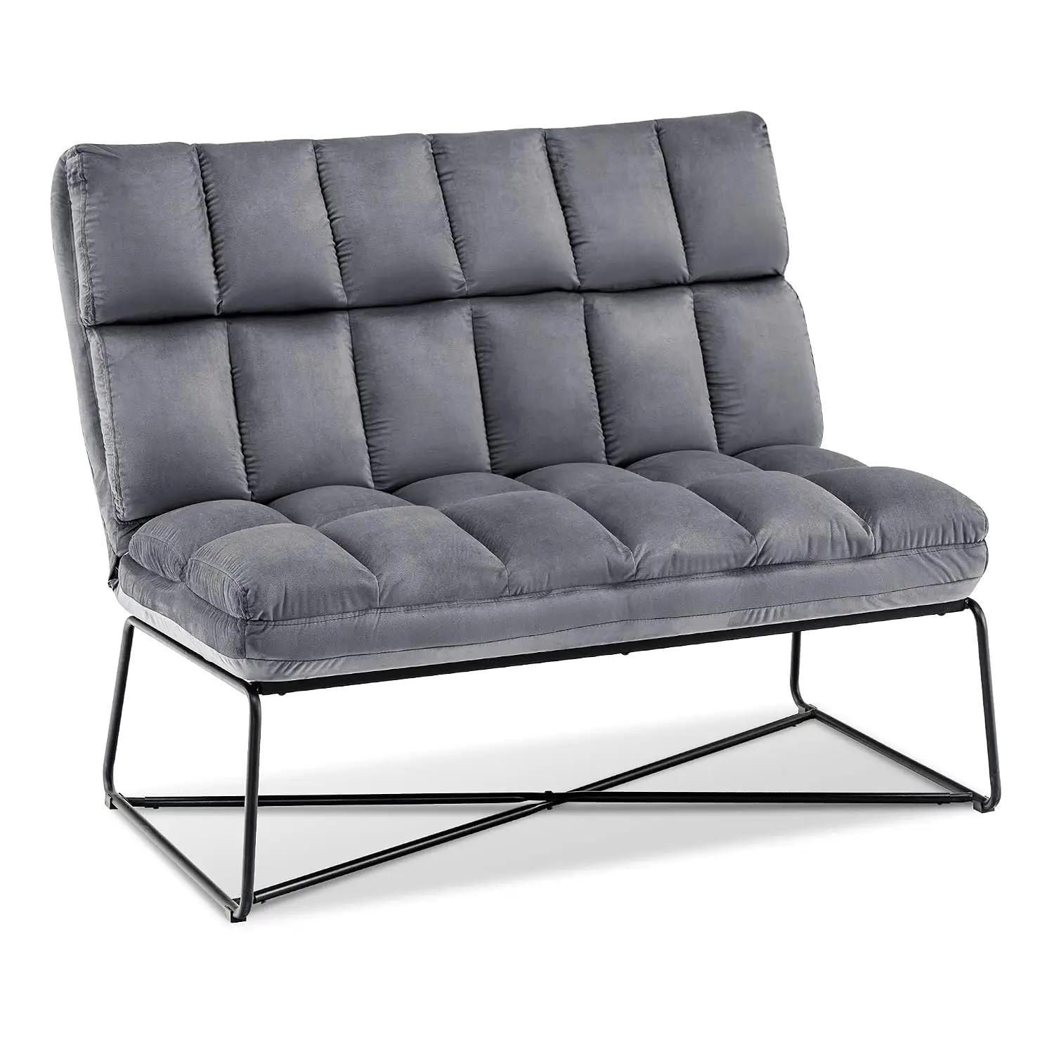 Loveseat Sofa Couch, Mid-Century Velvet Armless Settee, 2-Seater Upholstered Bench for Living Room Bedroom 4018 (2, Customized