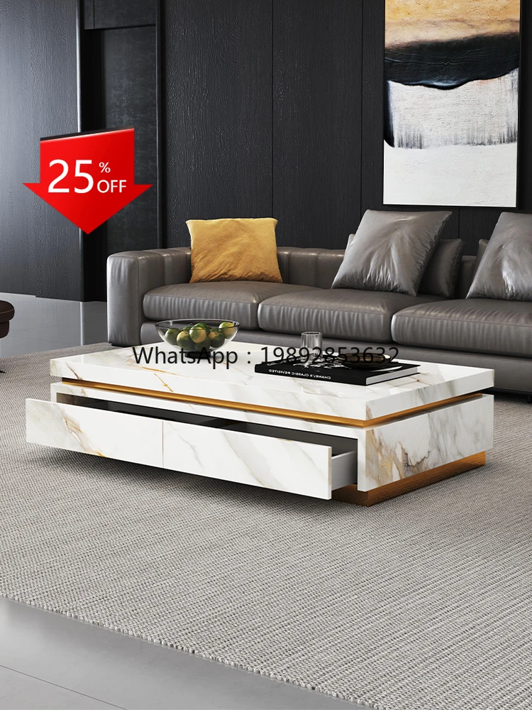

LYY Full Rock Slab Coffee Table Tea Table Living Room Small Apartment Home Italian High-end Tea Table