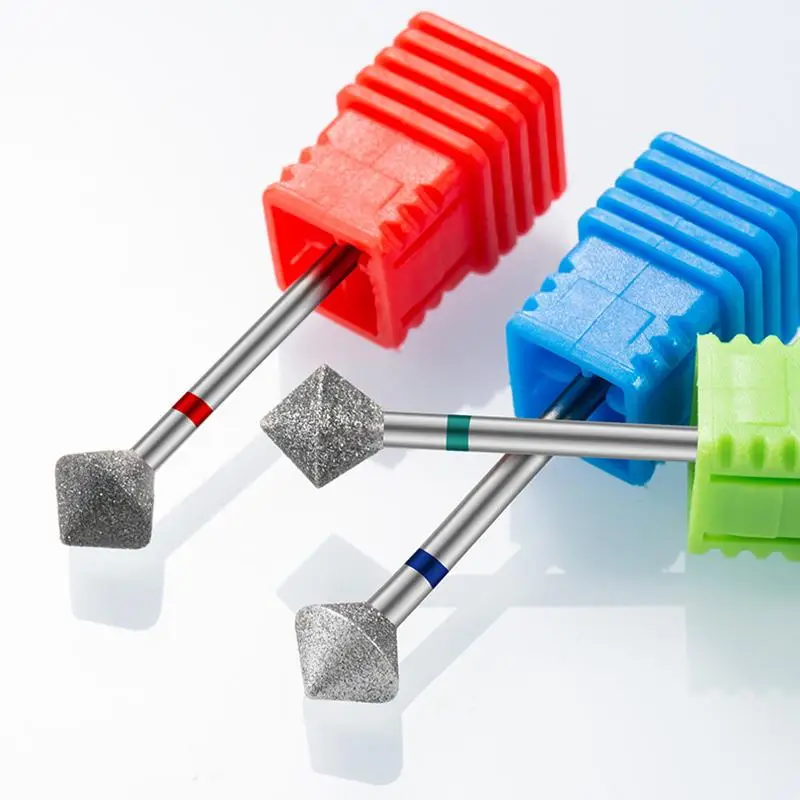 1 Pcs 마름모 네일 드릴 비트 다이아몬드 전자 파일 비트 전기 네일 드릴 머신에 대 한 둥근 가장자리 매니큐어 페디큐어 그라인딩 헤드