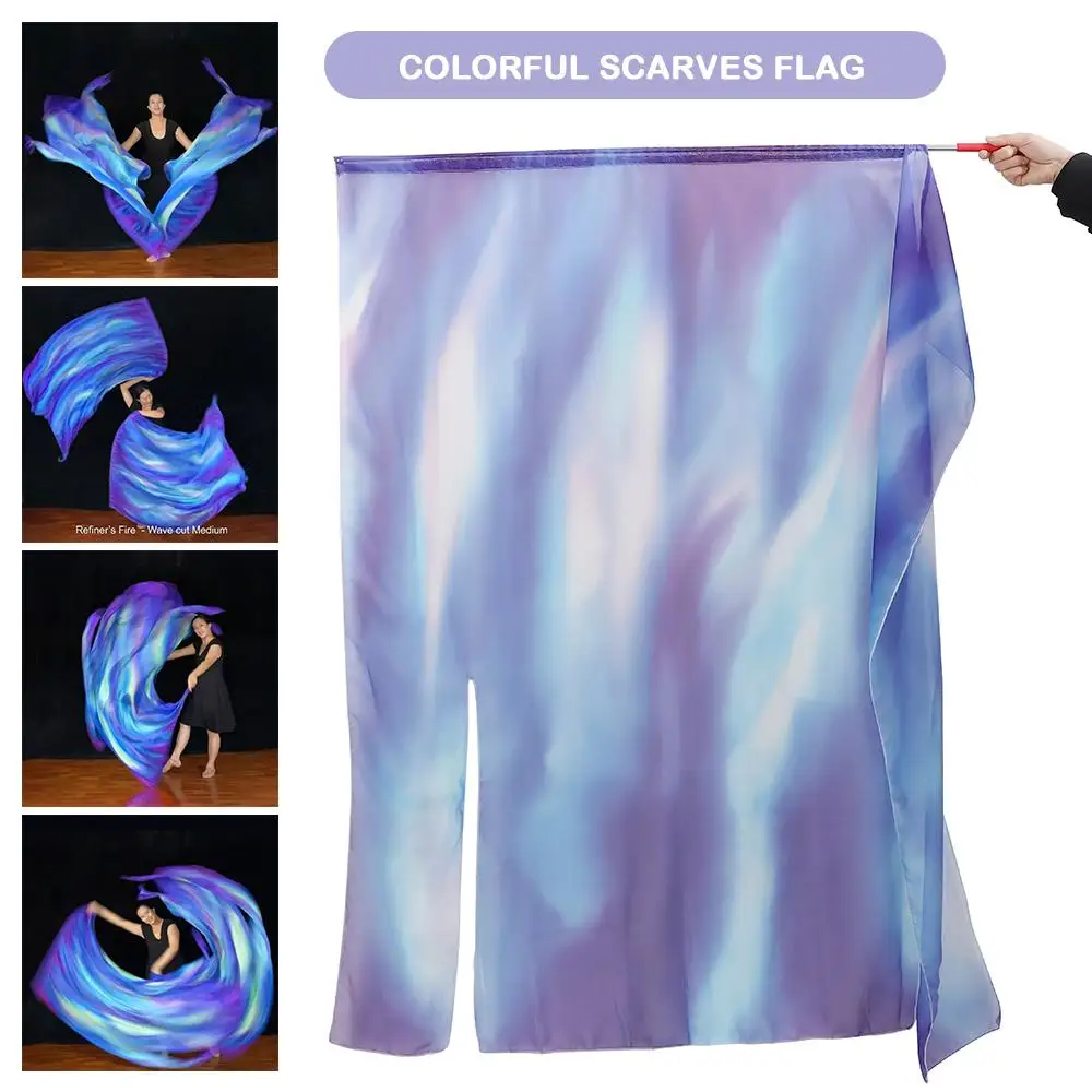 with Telescopic Sticks Belly Dance Accessories Props Multicolor Lightweight Colorful Scarves Flag Scalable Rods Portable