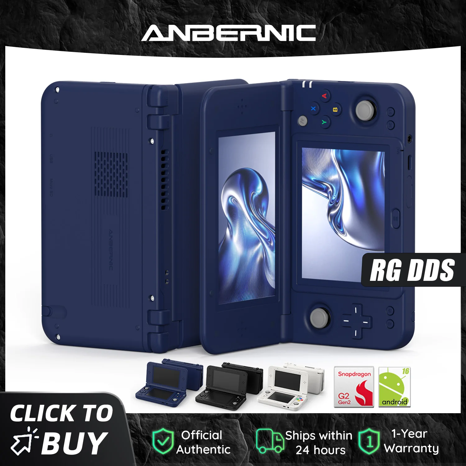 Anbernic RG DDS Foldable Handheld Game Console Dual Screen Fiip Android 16 Qualcomm Snapdragon G2 CPU Video Gaming Player RGDDS