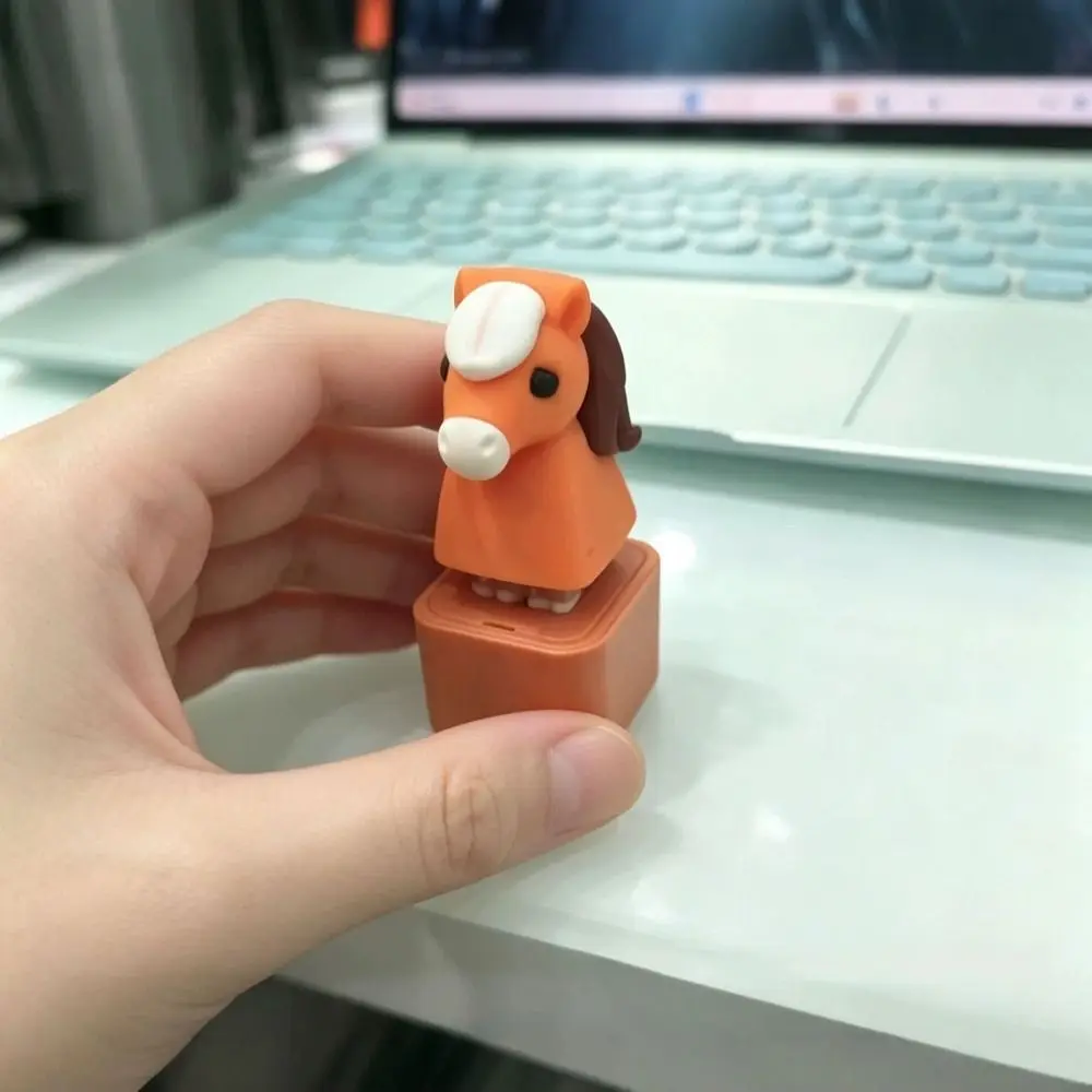 Rechargeable Fidget Button Key Chain Sounding Clicky Animal Keycap Glowing Pocket-Sized Sound Light Key Ring