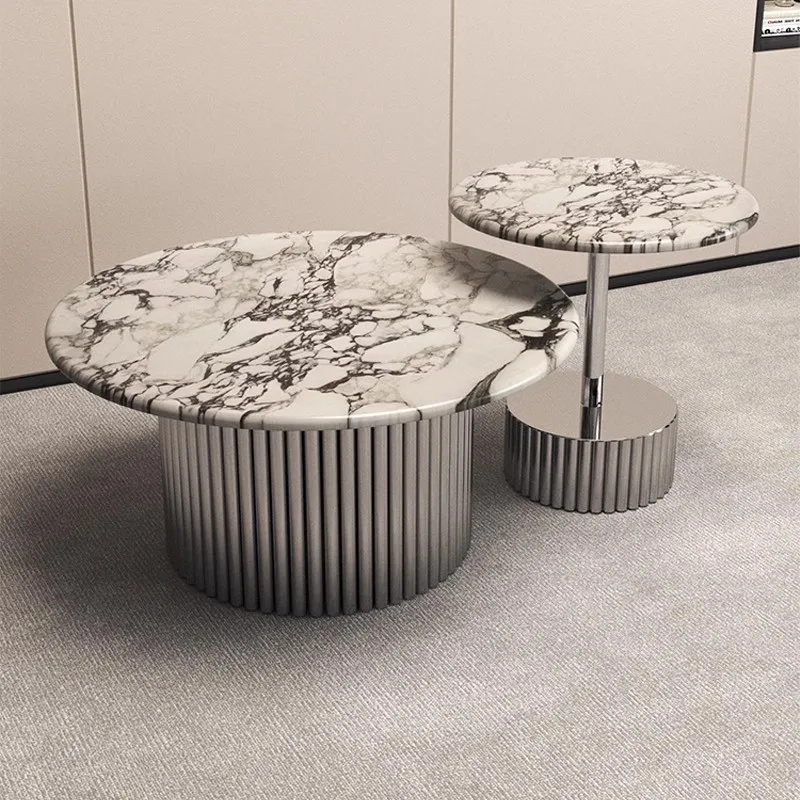 Mesa De centro minimalista italiana, diseño De acero inoxidable, mesas creativas para casa De familia, muebles De mármol De alta gama, Mesa De Centro FYCT