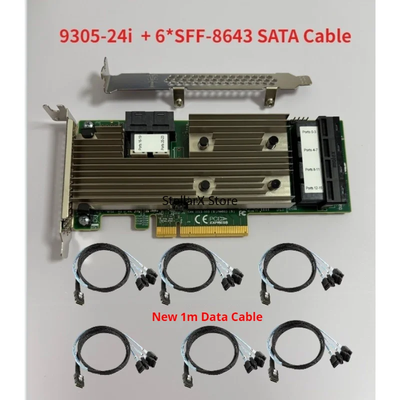 

LSI SAS 9305-24i SAS3224 IT-Mode HBA JBOD PCI-E 3.0 SATA / SAS 6-Port SAS3 12Gb/s 6*SFF-8643 SATA Cable