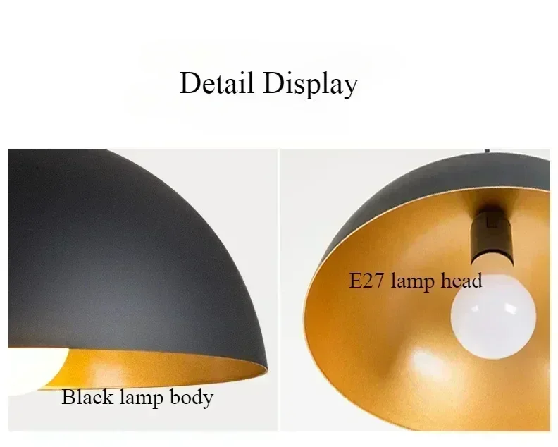 Northern EuropeMinimalist industrial style restaurant pendant light LED black semi-circular pendant light lighting fixture
