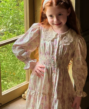 

Toddler Kids Girls Princess Dress New Autumn Peter Pen Collar Flowered Pattern Children Girls Dress Fashion Little Girls Vestido