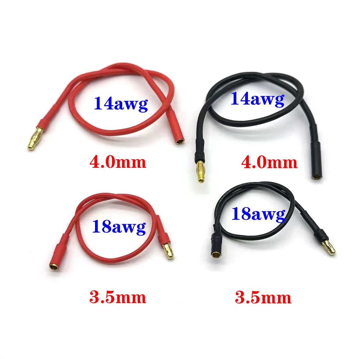 10cm20cm30cm motor extension cable 3.5/4.0mm banana connector 14-18AWG silicone extension cable for RC drone motor ESC DIY parts