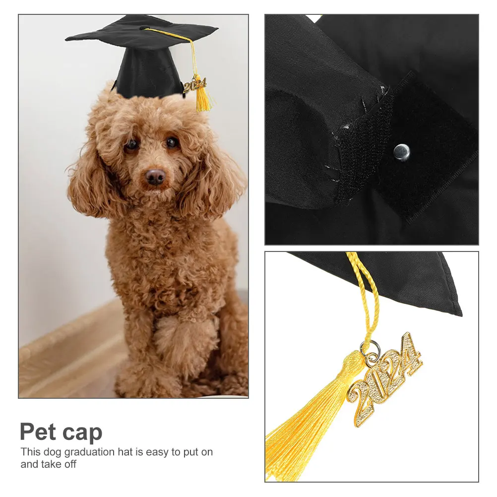 

2 Pcs Bachelor's Dog Grad Cap Doggy Tassel Party Hats for Graduate Graduation Pet Caps Adjustable Dad