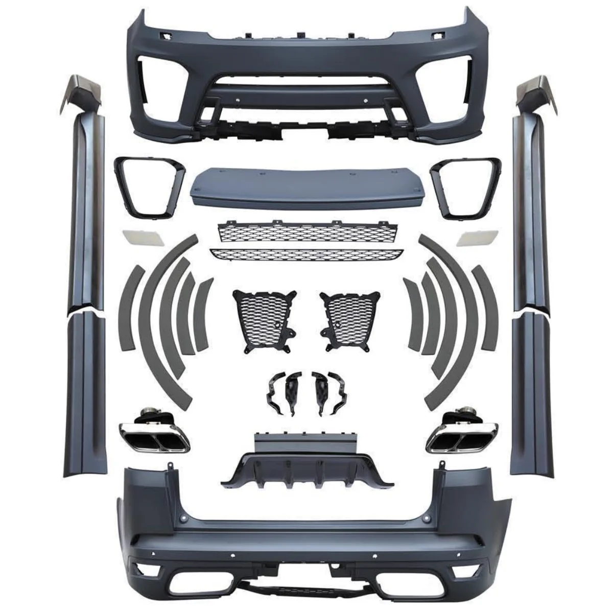 Kit complet de pièces de carrosserie Rr dehors Svr, matériel PP de mise à niveau, fournitures directes d'usine, style ancien au nouveau, 2018