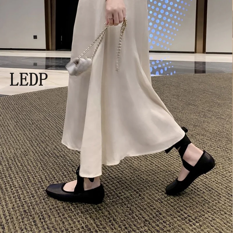 LEDP Female Mary Jane Retro Lace Match Color 2024 Summer Trend New Square Head Ballet Flats Light and Comfortable Everything