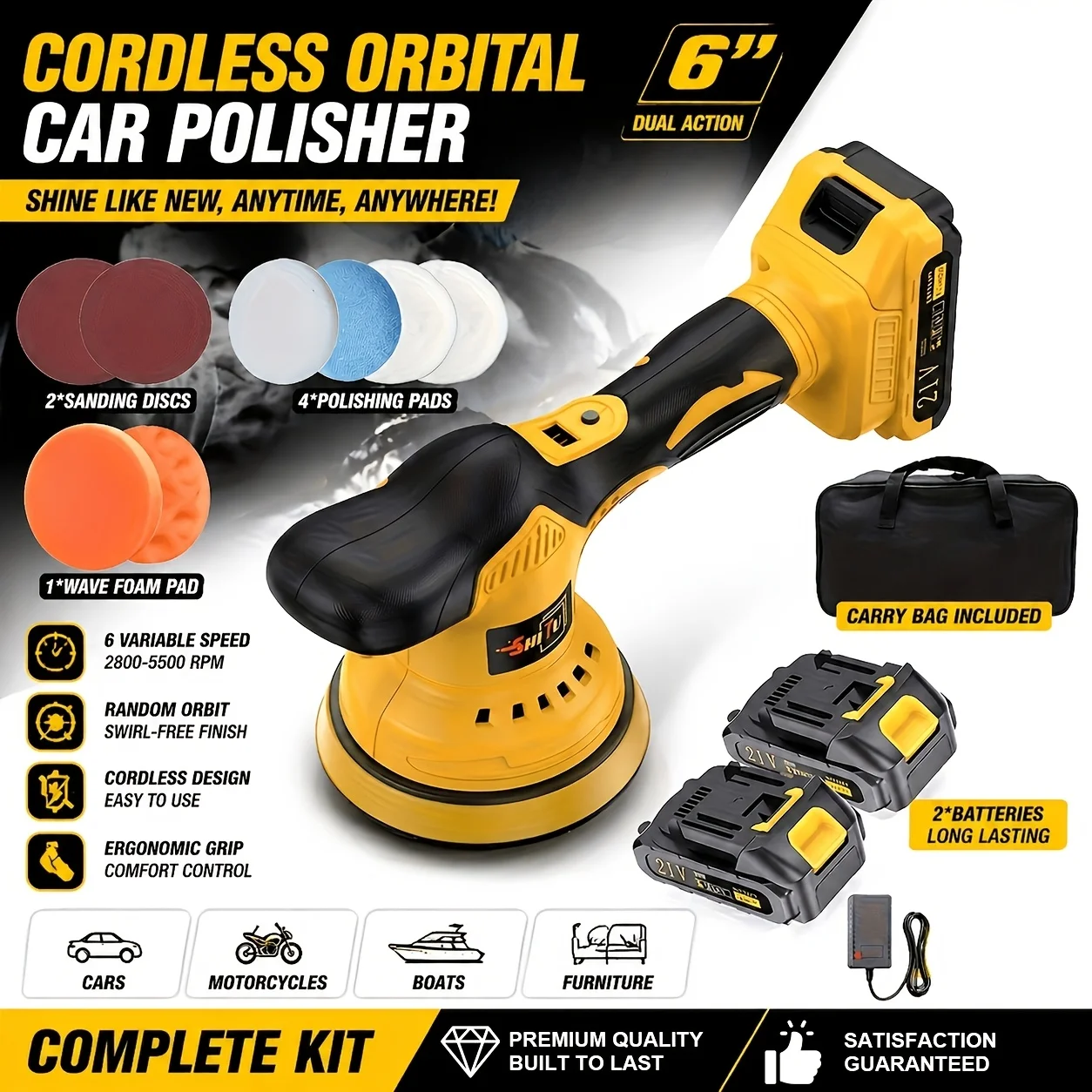 

Lithium Ion Polishing Machine, Electric Cordless Polishing Equipment, Car Polishing Machine, Electric Wireless Car Polishing, Lithium-ion Battery, Optional Suitable for Car Beauty, Waxing, Polishing, Scratch Removal, Perfect Holiday Gift