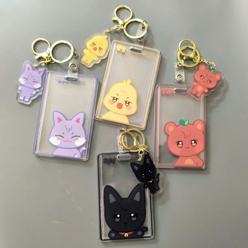 ATEEZ-Porta-cartão acrílico Keychain, mangas Photocard, Hanjoong, Seonghwa, Yunho, Yeosang Keyring, Personagens Anime, Presente