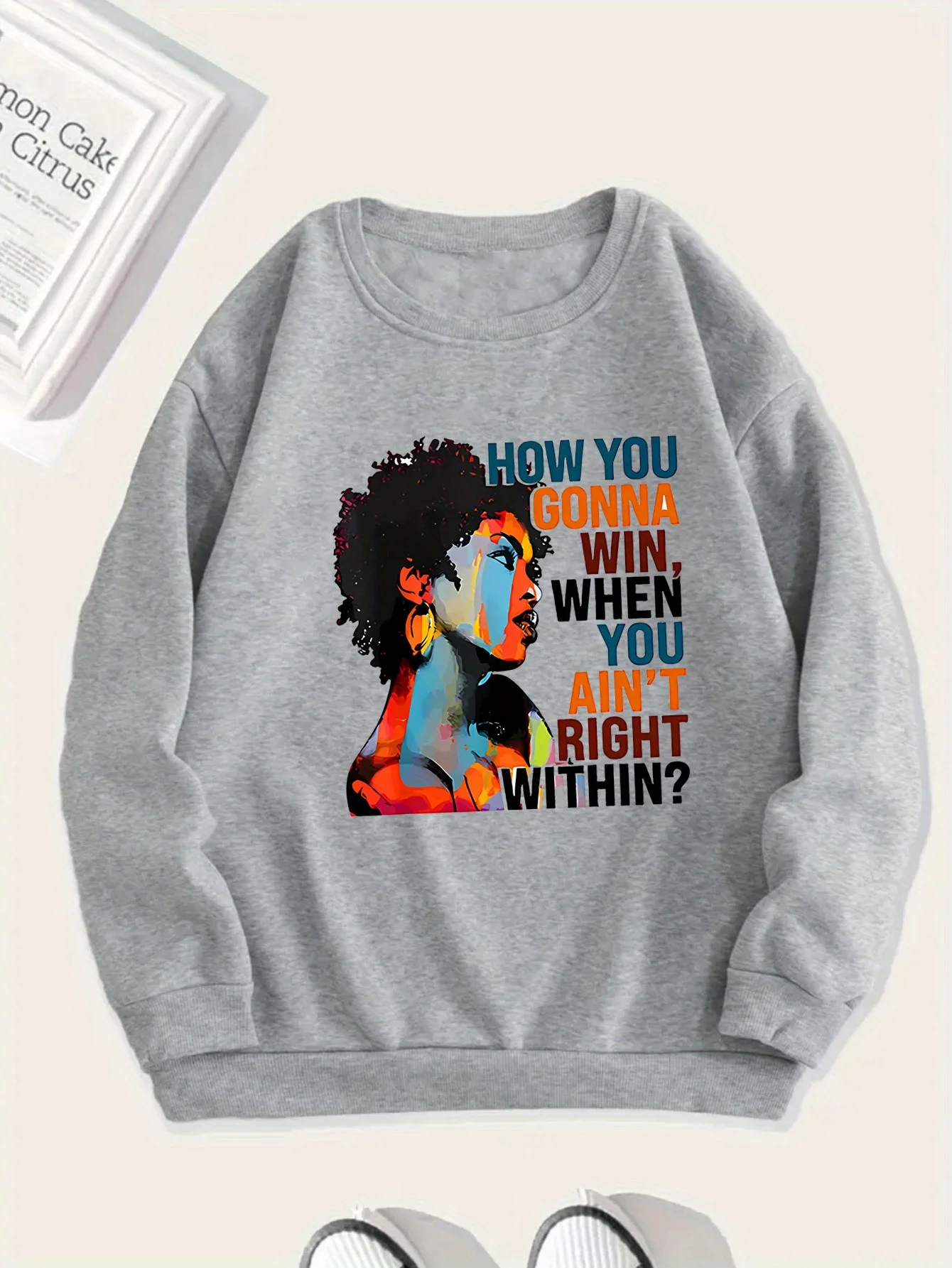 سترة بغطاء للرأس ملهمة للسيدات: "كيف تفوز لعبة إلا إذا كنت على قلوب مستقيمًا؟" مطبوعة، كاجوال برقبة دائرية