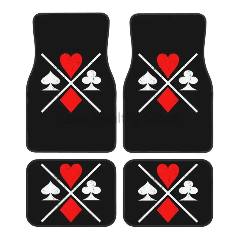 

Коврики Poker Aces с рисунком из 4-х шт. Игральные карты Символ автомобиля Передние и задние коврики для ног Коврик с резиновой подложкой Автомобильные аксессуары