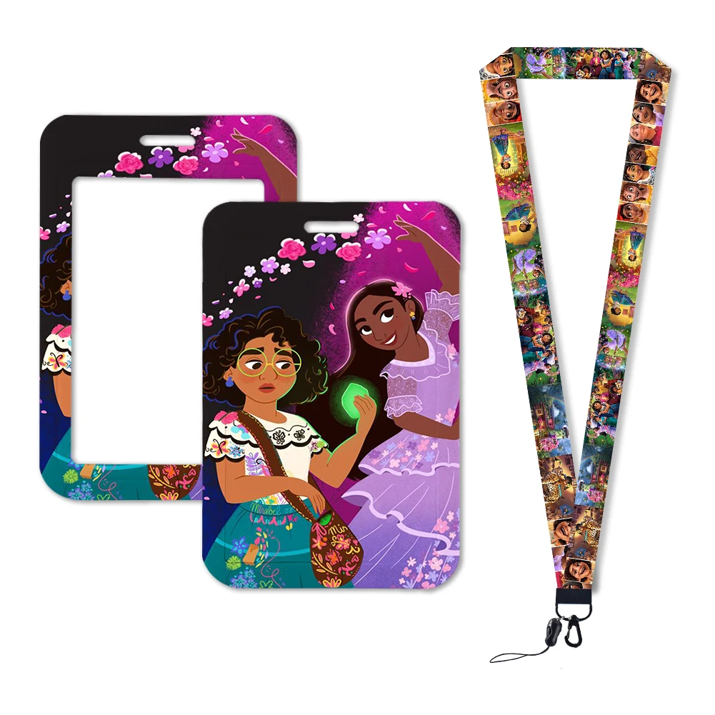 Film Disney Encanto Mirabel Lanyard gantungan kunci lucu lencana pemegang Id kartu kredit tali gantung Lanyard untuk kunci aksesoris hadiah