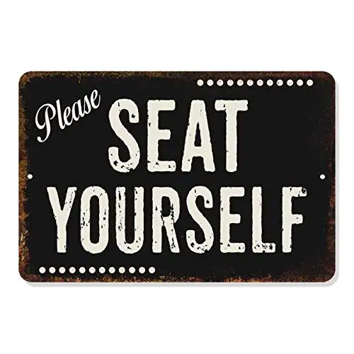 Please Seat Yourself SIgn Restaurant Decor Rustic Wall Signs Décoration Vintage Lobby Diner Hostess Art Seating Gift 8 x 12 High