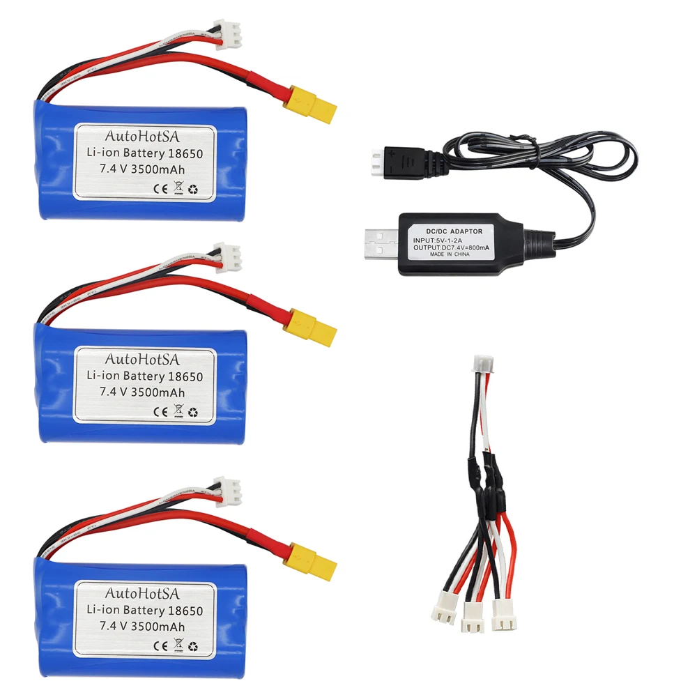 7.4V 3500mAh Li-ion battery and Charger for Henglong 3818 3819 3838 3839 3869 3888 3889 3909 3918 3938 1/16 R/C Tank toys parts