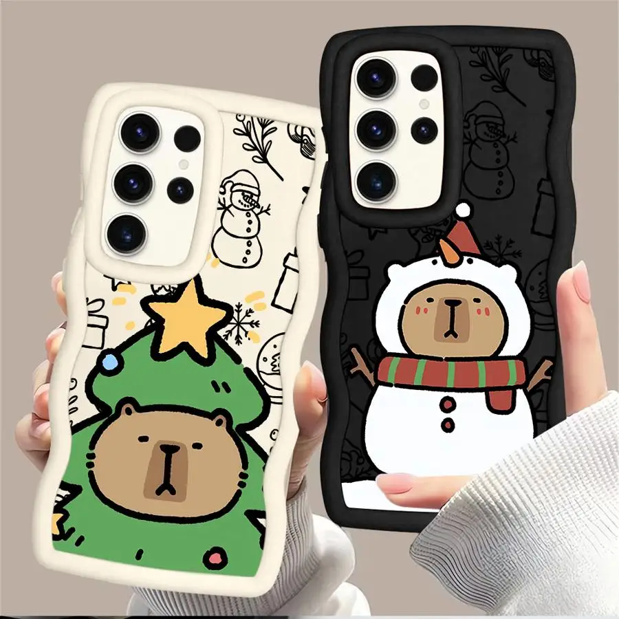 

Мягкий чехол для телефона с рождественской капибарой и рисунком для Samsung Galaxy S24 S20 FE S22 Ultra S23 Plus S25 S25+ S21 S24+