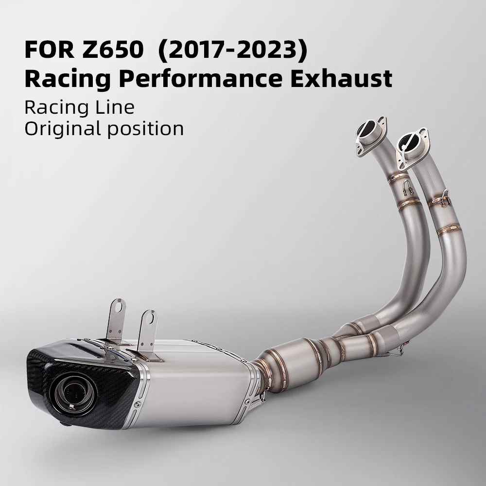 For Z650 NINJA650 2017-2023 Motorcycle Exhaust Escape Moto Full System Modified Front Link Pipe Box Muffler Bottom Row