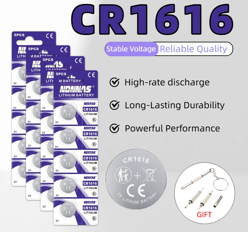 NEW CR1616 3V Lithium Coin Button Cell Battery, High Quality Long Lasting Replacement for Car Key Fob, Watch, Remote Control