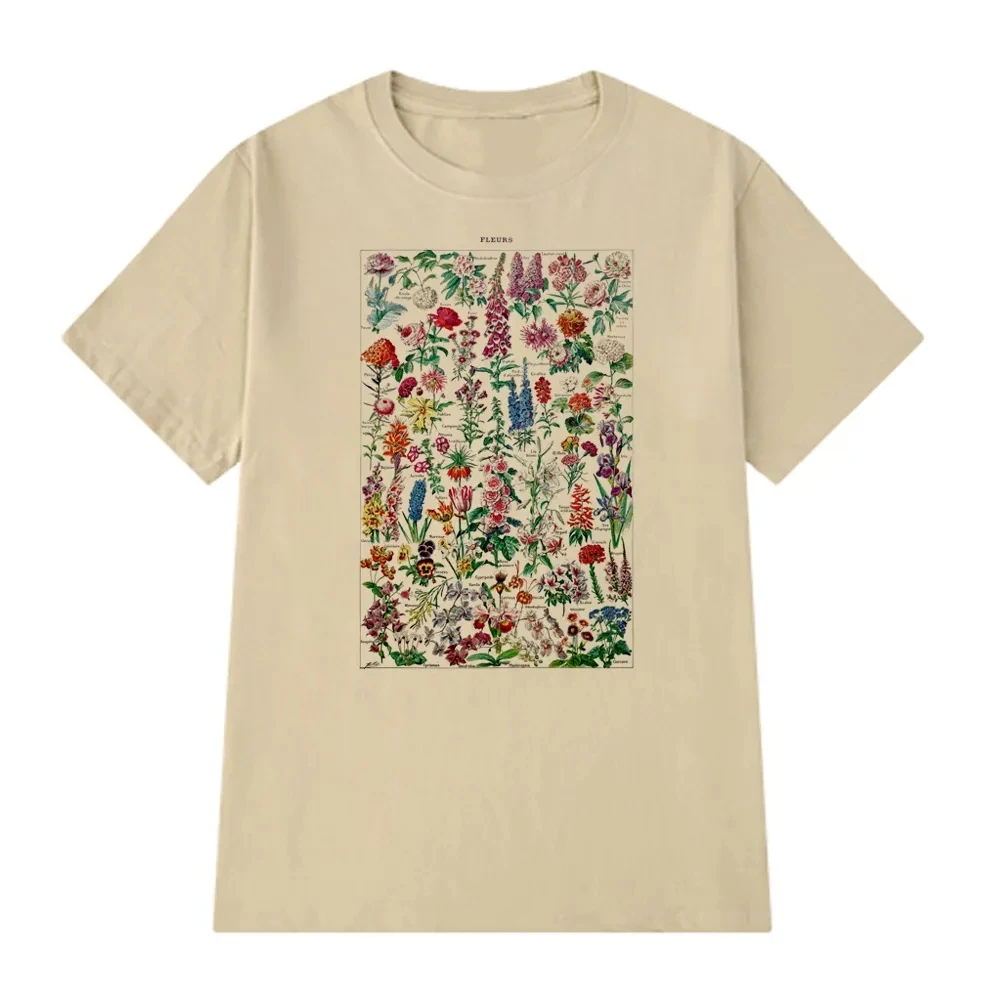 Vintage Blumen illustration T-Shirt Boho-Stil lässig Blumen druck Top niedlichen ästhetischen grafischen Frau T-Shirts Baumwolle