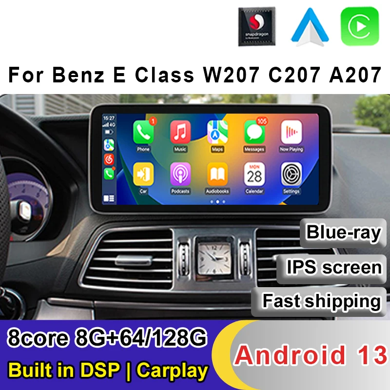 

12,3 дюймовый Android 13 8Core 8 + 128G навигация для Mercedes Benz E Coupe 2 Door C207 E207 2009-2016 автомобильный видеоплеер Bluetooth