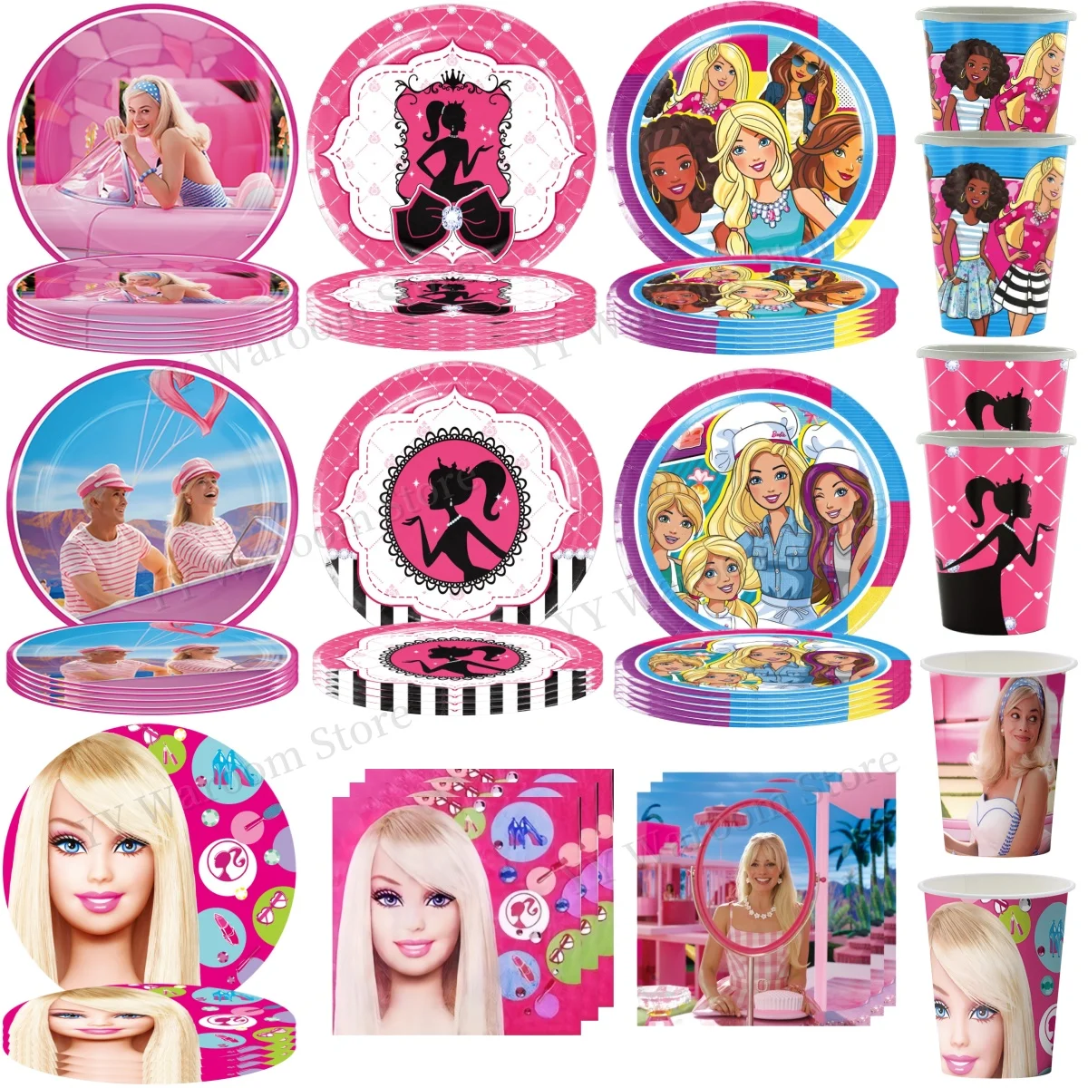 Barbie Birthday Party Decor Barbie Princess Disposable Tableware Cup Plate napkin Glasses Baby Shower Supplies Girl Party Favors