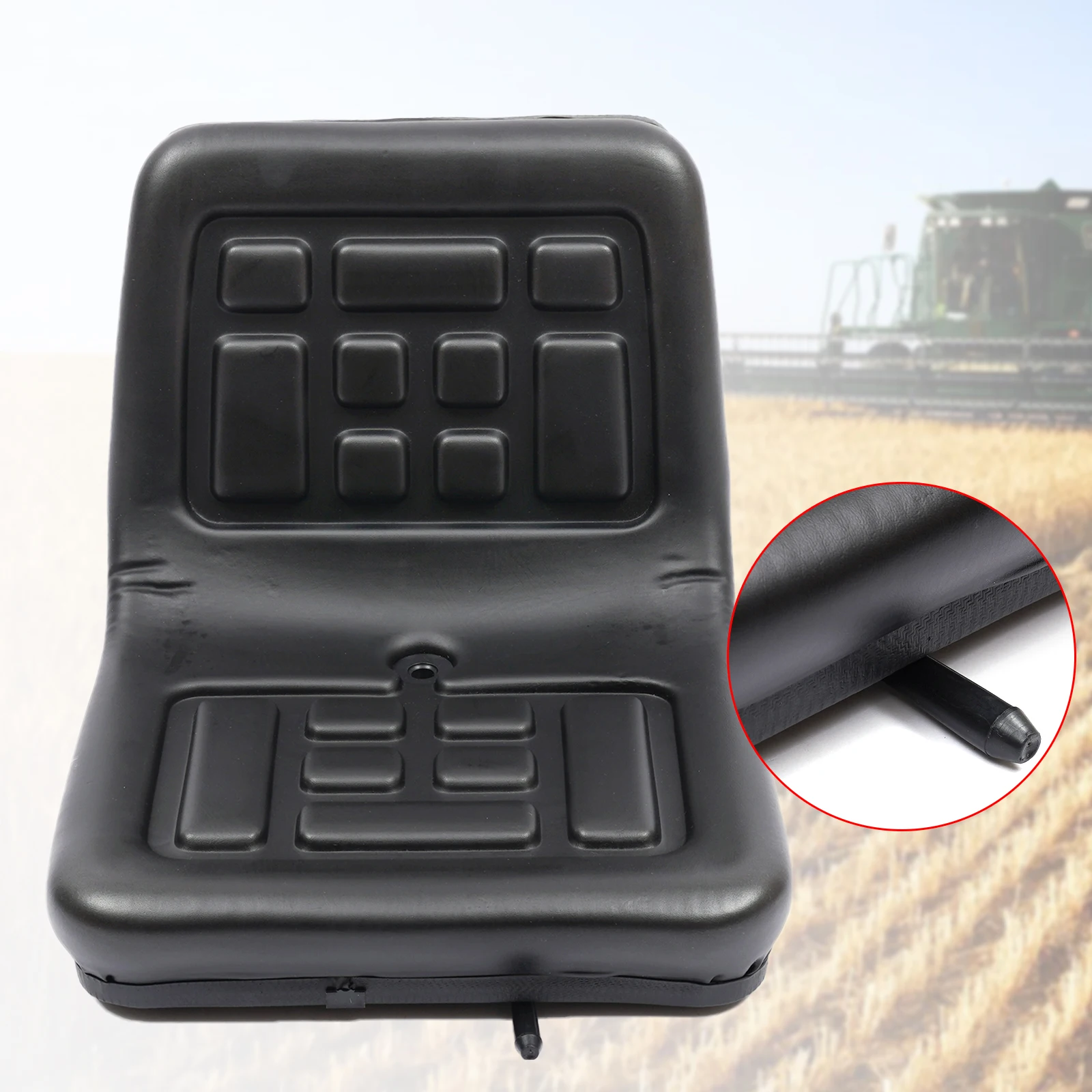 

Universal Waterproof Seat Tractor Seat with A Drain Hole PU Material Horizontally Adjustable Black