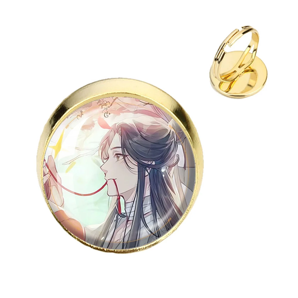 Heaven Official’s Blessing Unisex Handmade Glass Cabochon Rings Hua Cheng Xie Lian Anime Tian Guan Ci Fu Ring Couple Jewelry