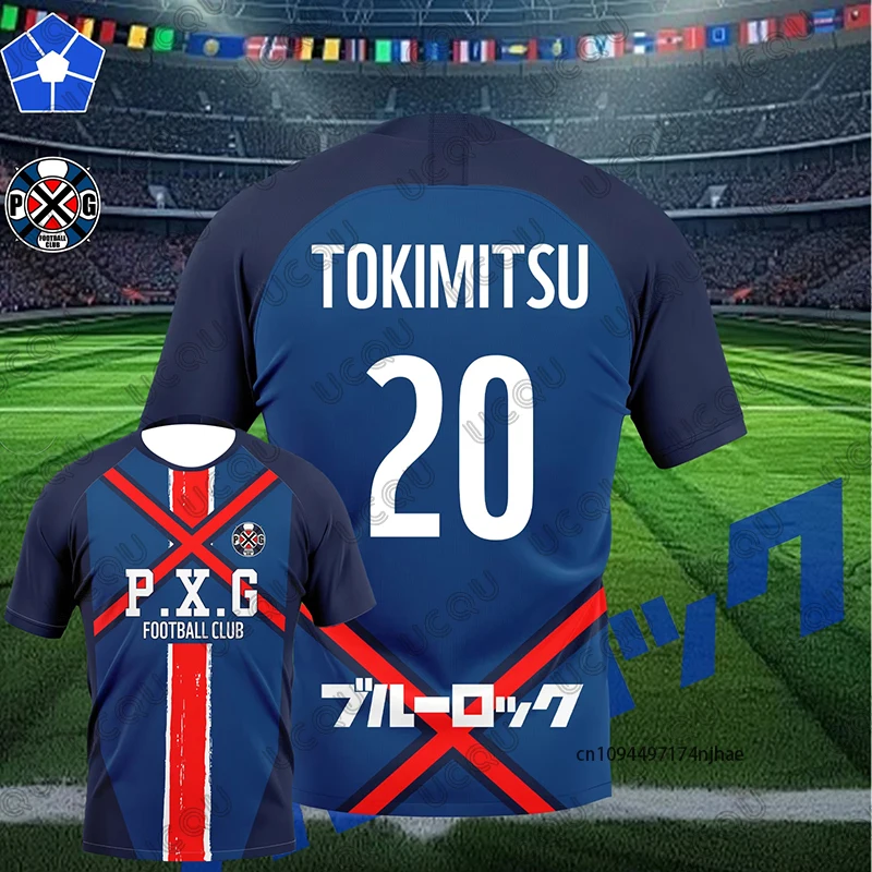 P.X.G الأزرق قفل جيرسي انمي ياباني زي كرة القدم رقم 9 رين شيدو تأثيري الصيف تي شيرت رجالي رياضة عادية للأطفال/الكبار
