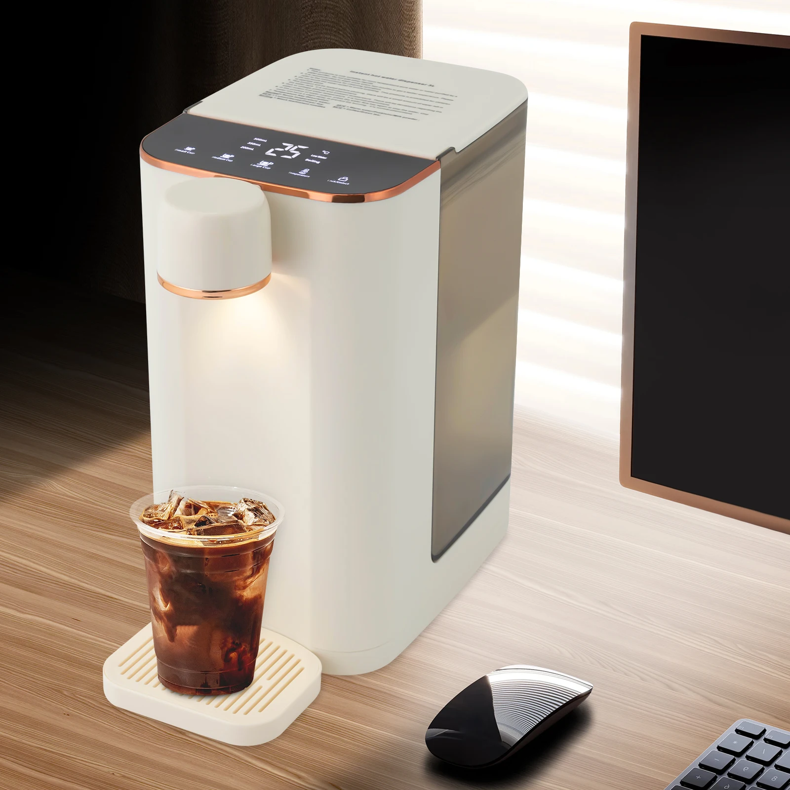 

3L/0.79gal Electric Tea Kettle Desktop Instant Hot Water Dispenser 3s Quick Heating 4 Variable Presets Temperatures 1600W