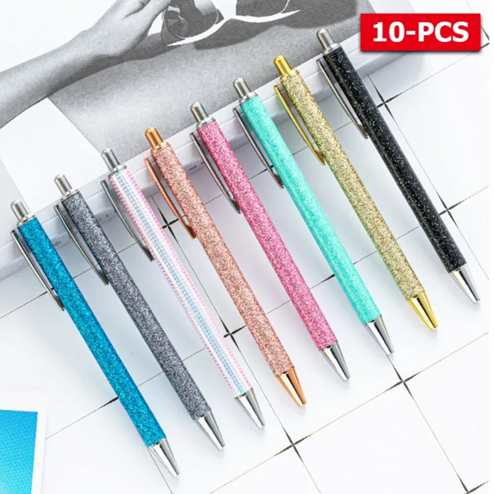 

10/20/30/50/100pcs Wholesale Ins Cute Metal Ballpoint Pens Incentive Stationery Gold Powder Press Ballpoint Pen Advertising Gift