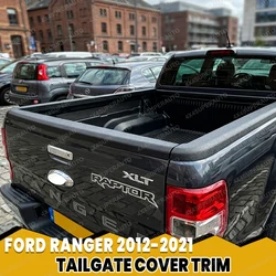 Tailgate Cover for Ford Ranger T6 T7 T8 2012-2021 Wildtrak Raptor ABS Matte Black Tailgate Rail Guard Protector Car Accessories