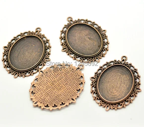150Pcs Copper Tone Oval Cabochon Frame Setting Breloque Support de Camee Charms Pendants 61x48mm(Fit 40x30mm)