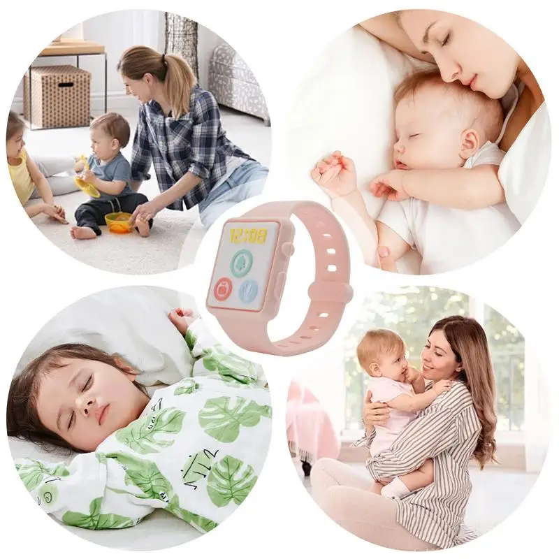 Jam tangan gigit silikon mainan sensorik arloji lucu mainan Teether sensor lembut Teether untuk anak perempuan anak laki-laki dapat dicuci tahan suhu