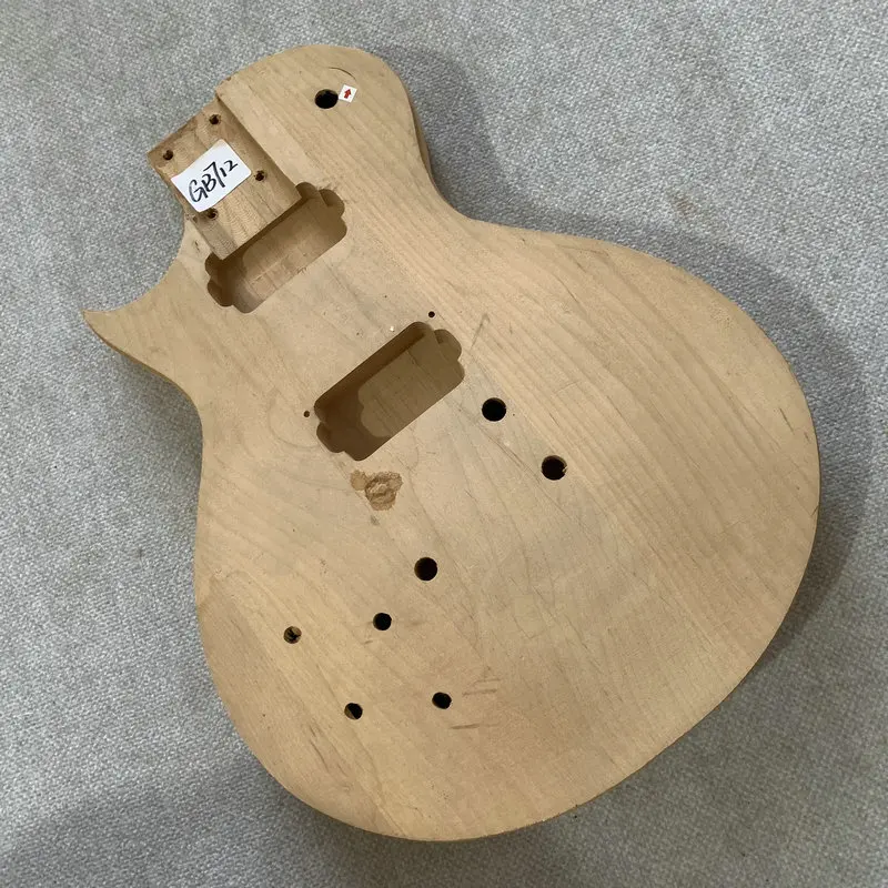 Unfinished Nature Color Lp Model Electric Guitar Body  Solid Wood HH Pickups  Left Hand Tune-O-Matic for DIY  Damages GB712