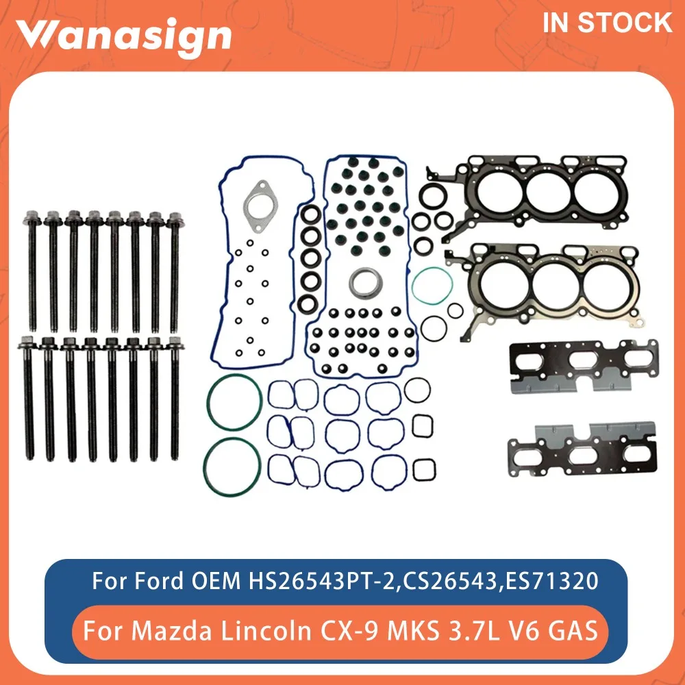 

Engine Full Gasket Set & Head Bolt Fit 3.7 L For Ford Edge Mazda Lincoln 6 CX-9 CA MKS MKT CYC4 CAY5 GS 3.7L 24V V6 GAS ES71324