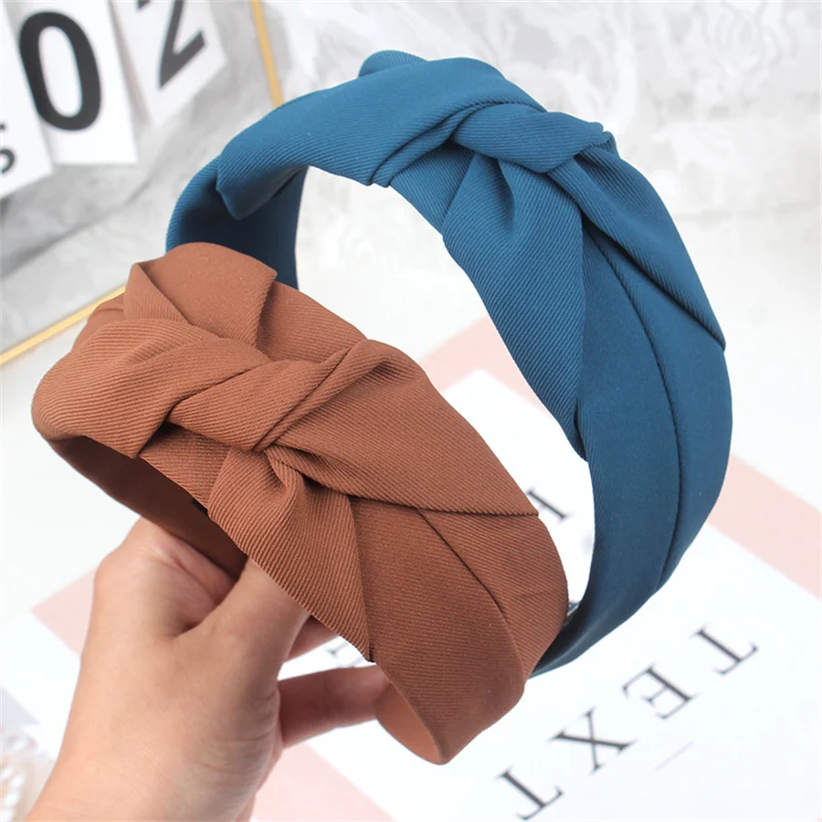 New Knotted Headbands for Women Headdress Girls Vintage Hair Bands Cloth Wide Hairband Soft Hair Hoop Hair Accessories Headwear