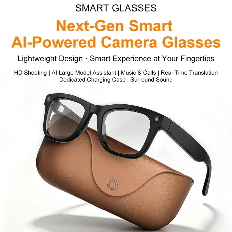 AI Smart Shooting Glasses 8MP HD Camera EIS Anti Shake Video Recorder Real Time Translation Smart Eyewear for Travel Vlog