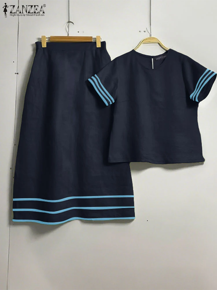 

ZANZEA, летние комплекты из 2 предметов, женские одинаковые комплекты, модные рабочие спортивные костюмы, элегантные блузки с короткими рукавами, платья, комплекты из двух предметов
