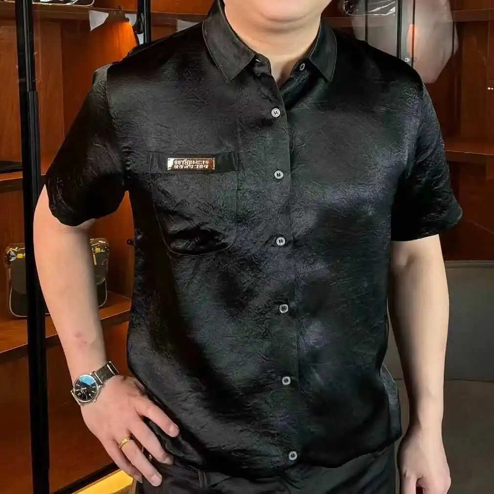 

Мужская летняя модная универсальная футболка из ацетатной ткани с коротким рукавом, удобная, приятная для кожи, из тонкой ткани, высокого качества.