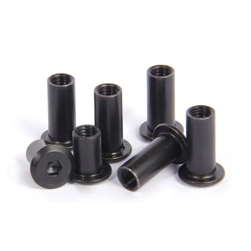 50/ 20/ 10PCS M3 M4 M5 M6 M8 Black Carbon Steel Large Flat Hex Hexagon Socket Head Rivet Connector Insert Joint Sleeve Cap Nut