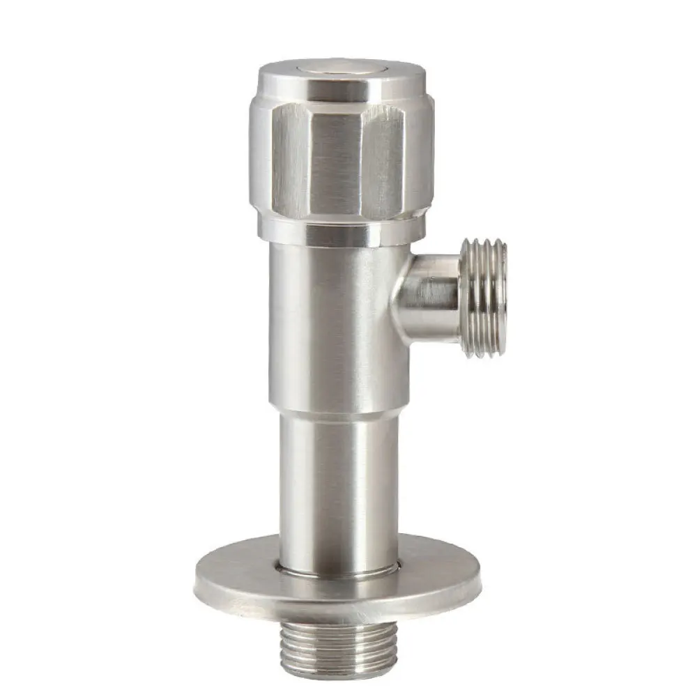 304 Stainless Steel Angle Valve Dual Outlet Water Shut Off Valve Solid Brass Core For Bathroom Kitchen Toilet Water Heater