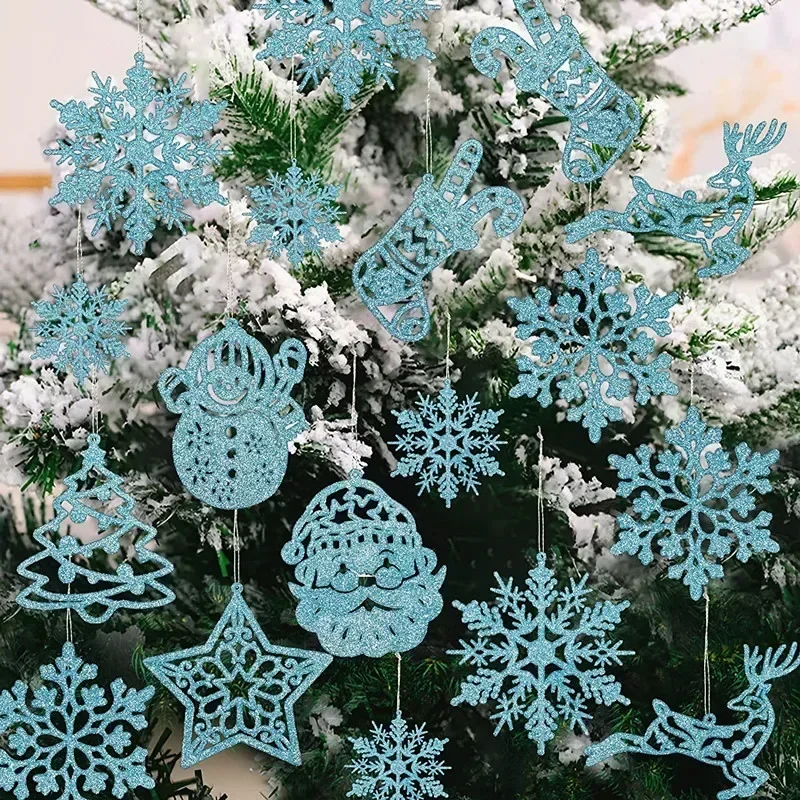 20Pcs  Simulation Snowflakes Christmas Tree Hanging Ornament Christmas Fake Snowflakes Winter Party Navidad New Year Decoration