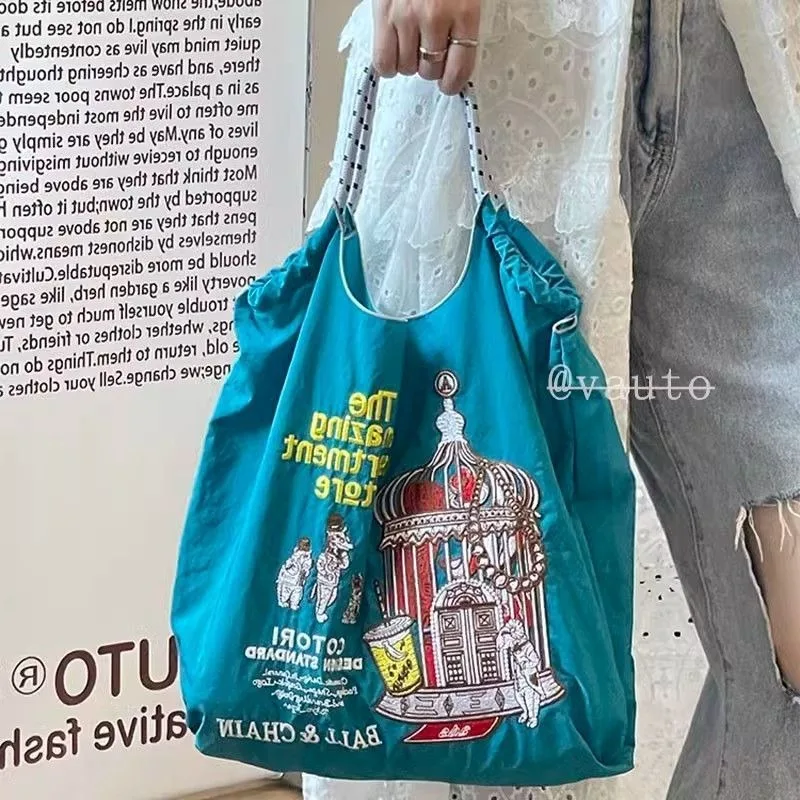 Japanese Ballchain New Embroidered Shopping Bag Environmental Protection Bag Large Capacity One-shoulder Portable Messenger Bag