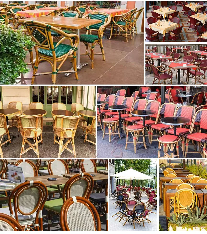 MOMO retro rattan chair styled in a courtyard cafe setting