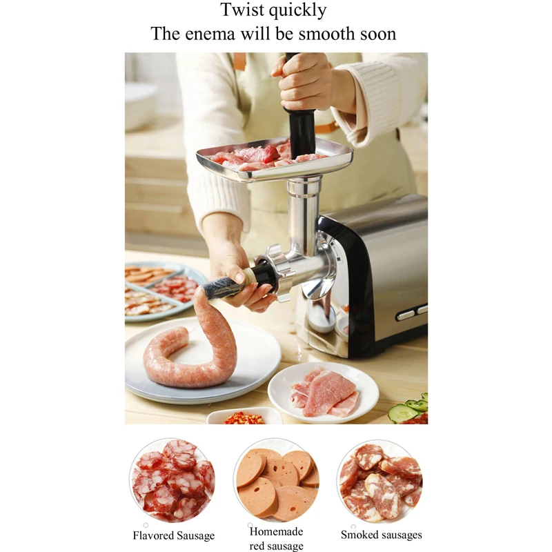 مفرمة اللحم، حشو السجق، مفرمة اللحم الكهربائية، صانع السجق، مفرمة شديدة التحمل للمطبخ المنزلي والاستخدام التجاري